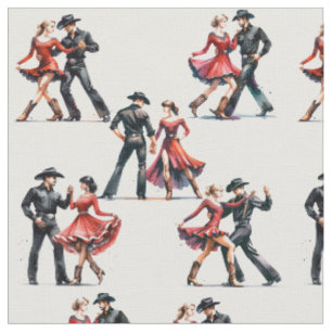 Country Western Dancer Variety In Red Dress Fabric