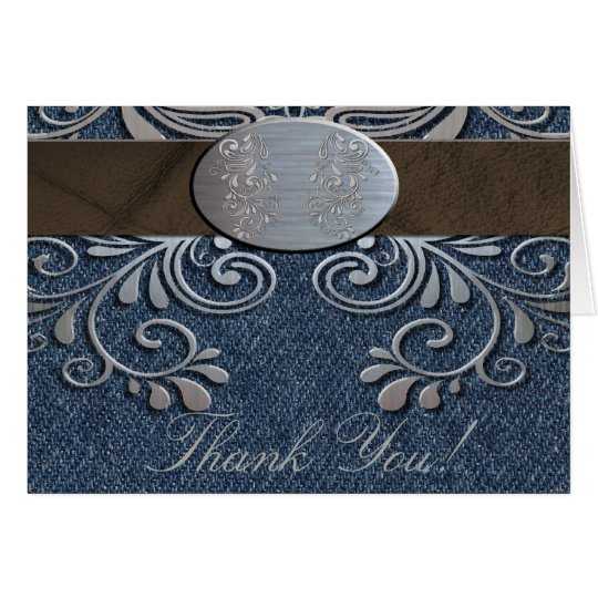 Country Western Denim Thank You Note Card