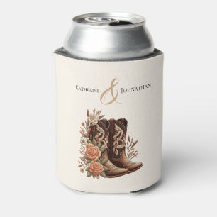 Country Western Flowers with Cowboy Boots- Can Cooler
