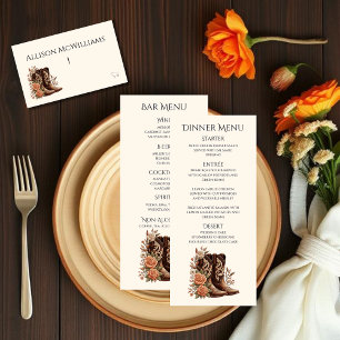 Country Western Flowers with Cowboy Boots Poultry Table Number