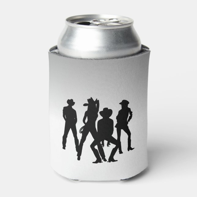 Country Western Fun Black and  White Can Cooler (Can Front)