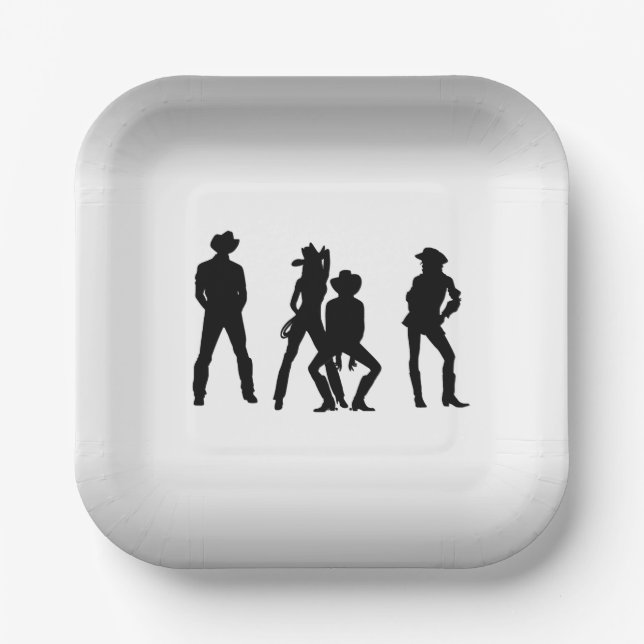 Country Western Fun Black and  White Paper Plate (Front)