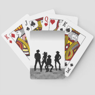Country Western Fun Black and  White Playing Cards