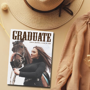 Country Western Graduate Photo Cowgirl Graduation Announcement