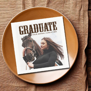 Country Western Graduate Photo Cowgirl Graduation Napkin