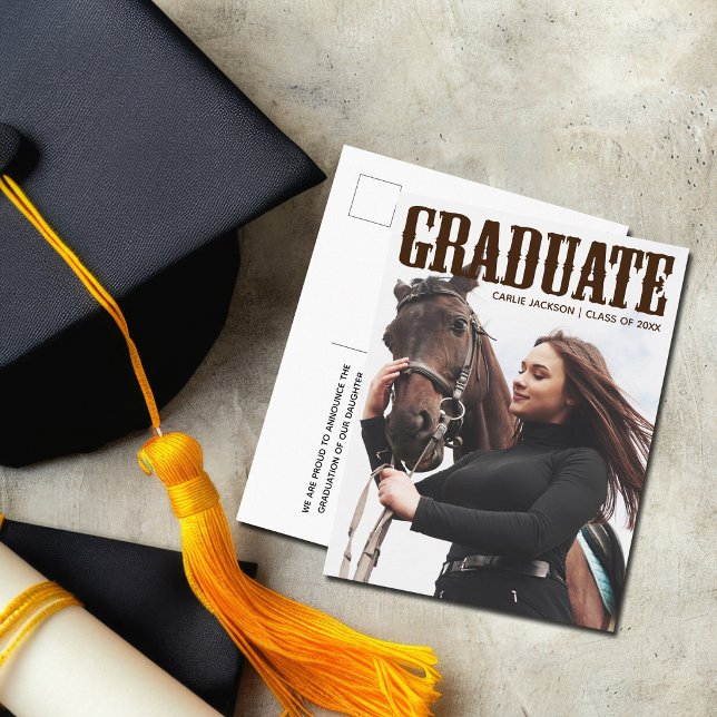 Country Western Graduate Photo Cowgirl Graduation Postcard (Creator Uploaded)