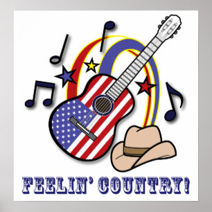 Country Western Guitar Poster