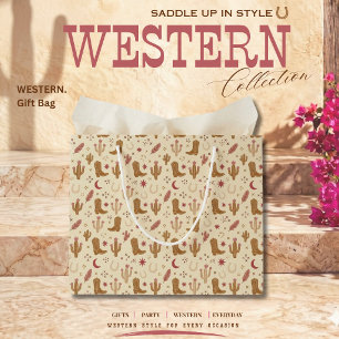 Country Western Hand-Drawn Pattern Large Gift Bag