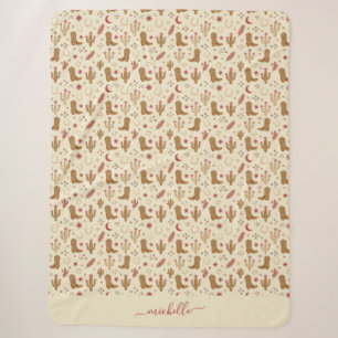 Country Western Hand-Drawn Pattern with Script Sherpa Blanket