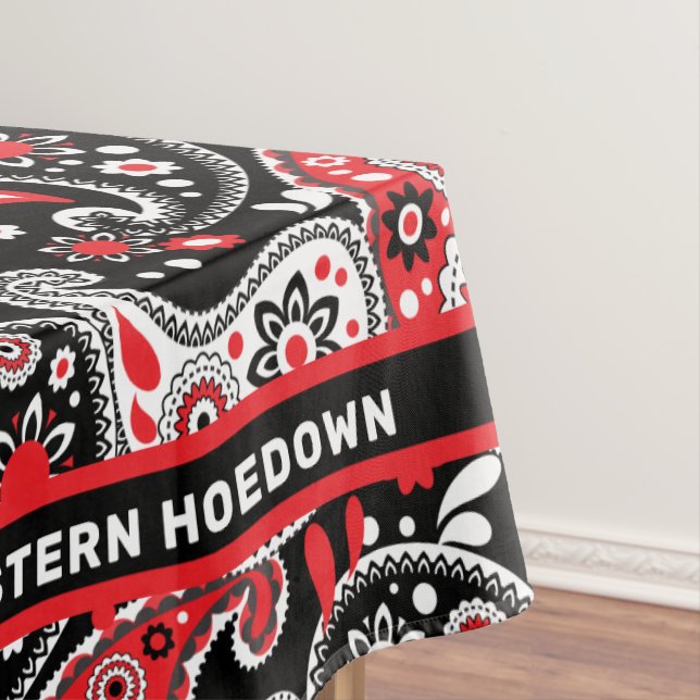 Country Western Hoedown Wild West Paisley Pattern Tablecloth (In Situ)
