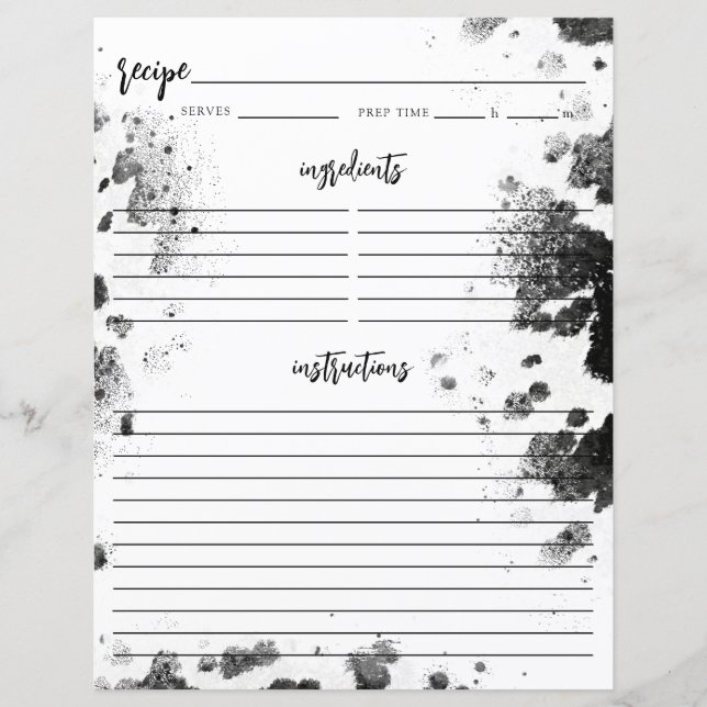 Country Western Holy Cow Bridal Shower Recipe Page (Front)