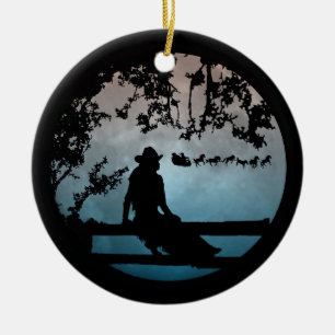 Country Western Horse Sleigh Xmas Ornament