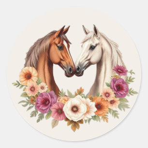 Country Western Horses Classic Round Sticker