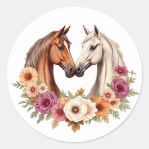 Country Western Horses Classic Round Sticker