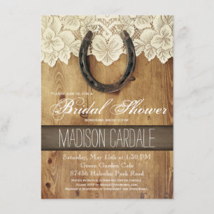 Country Western Horseshoe Lace Bridal Shower Invitation