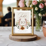 Country Western Horseshoe Watercolor Floral Crest Table Number<br><div class="desc">Add a touch of country charm to your wedding reception with our country western horseshoe watercolor floral crest table numbers! Not only can you personalise it with the couple's name, date, and table number, but it also adds a unique and stylish element to your special day. Easily create a memorable...</div>