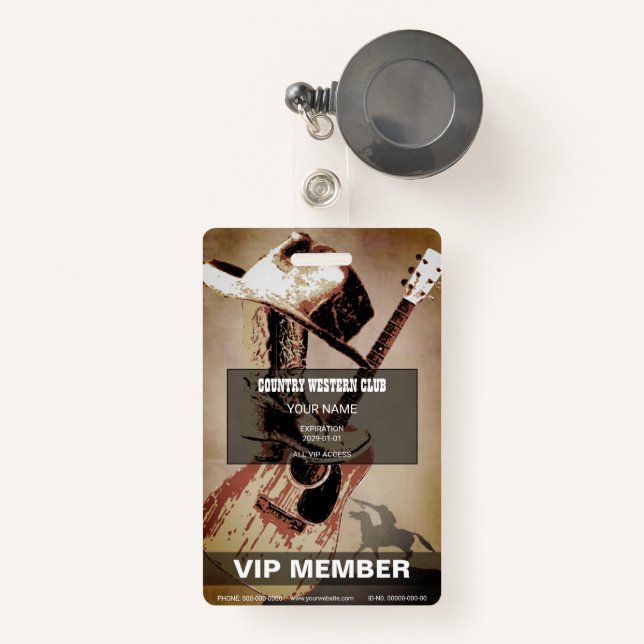 Country Western ID Badge (Front with Retractable)