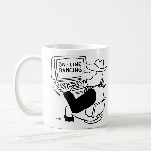 Country & Western Line Dancing Cartoon Coffee Mug (Left)
