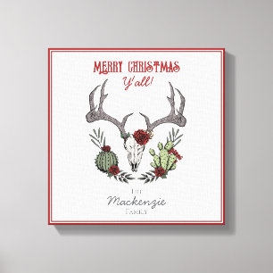 Country Western Merry Christmas Y'All Holiday Canvas Print