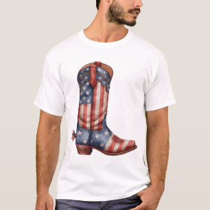 Country Western Patriotic Boots T-Shirt