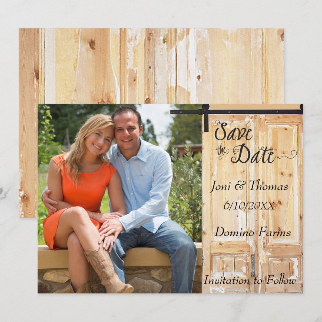 Country Western Photo Save the Date Invitation (Front/Back)