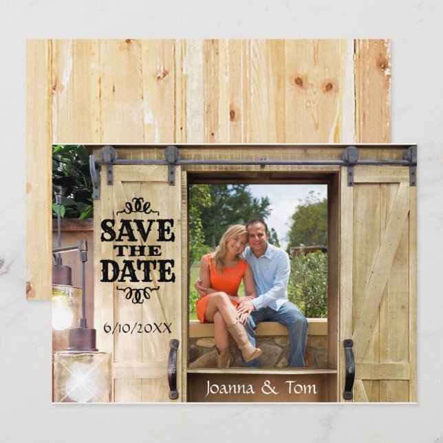 Country Western Photo Save the Date Invitation (Front/Back)