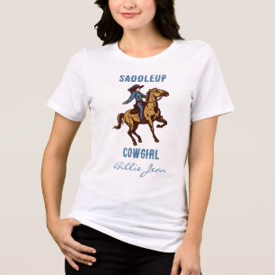Country Western Rodeo Saddleup Cowgirl T-Shirt Tri-Blend Shirt