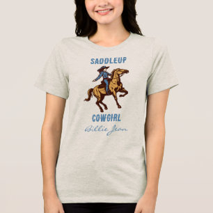 Country Western Rodeo Saddleup Cowgirl T-Shirt Tri-Blend Shirt