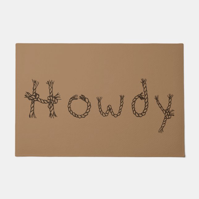 Country Western Rope Farmhouse Howdy Doormat (Front)