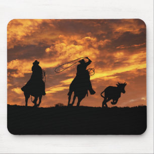 Country Western Roping Cowboys Mouse Mat