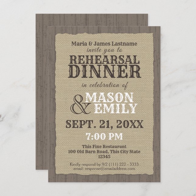 Country Western Rustic Rehearsal Dinner Invitation (Front/Back)