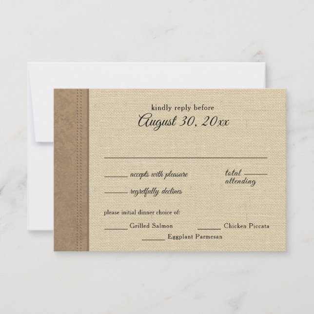 Country Western Rustic Response Card (Front)