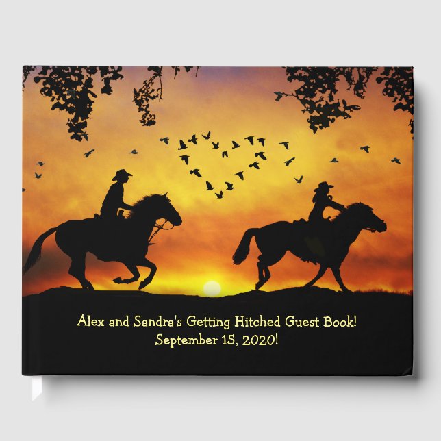 Country Western Rustic Wedding Getting Hitched Guest Book (Front)