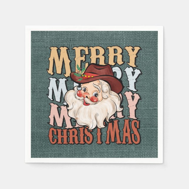 Country Western Santa Holiday party  Napkin (Front)