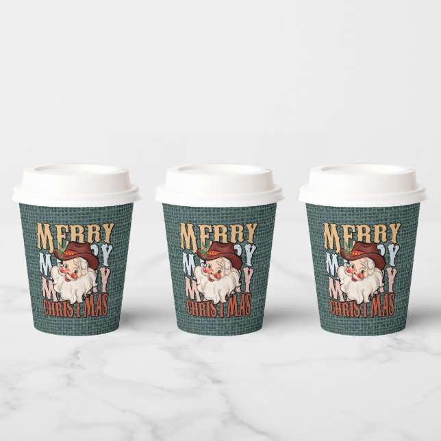 Country Western Santa Holiday party Paper Cups (Multi)