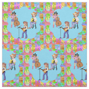 Country Western Singing Cowgirl Band Fabric