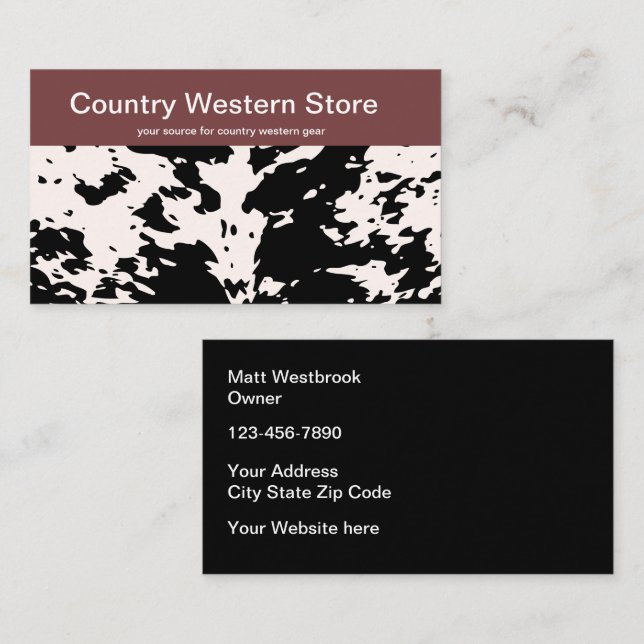 Country Western Store Business Cards (Front/Back)