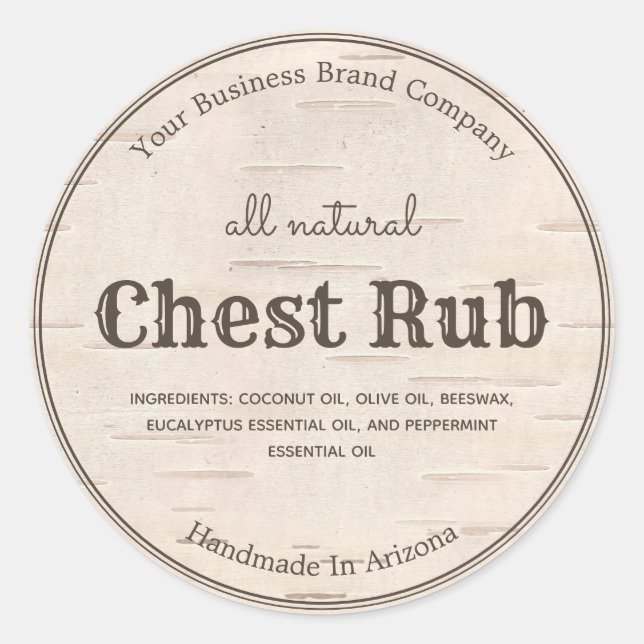 Country Western Style Eucalyptus Salve Ointment Classic Round Sticker (Front)