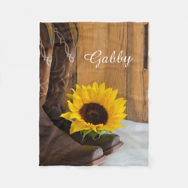 Country Western Sunflower Fleece Blanket (Front)