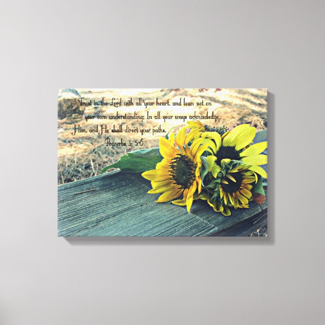 Country-Western, Sunflowers and Bible Verse Canvas Print (Front)