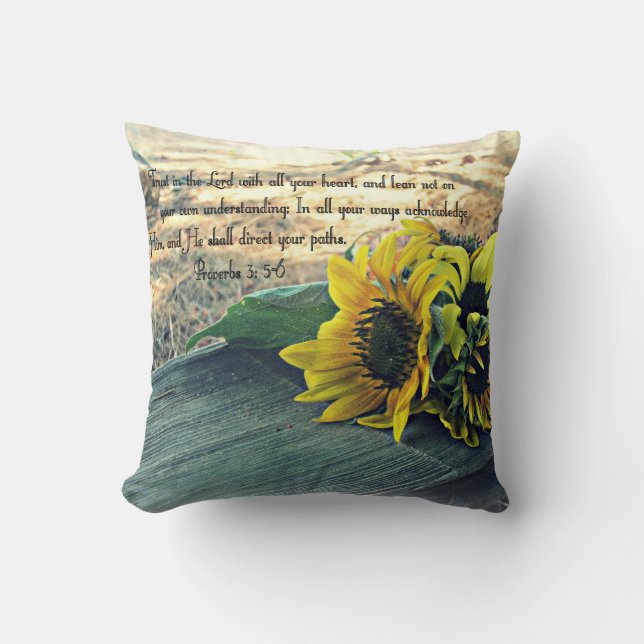 Country-Western, Sunflowers and Bible Verse Cushion (Front)