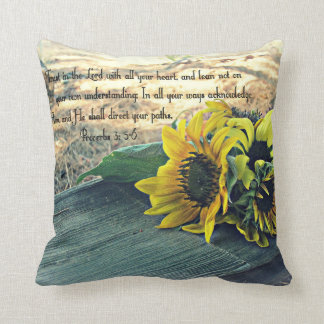 Country-Western, Sunflowers and Bible Verse Cushion