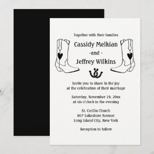 Country Western Wedding Cowboy Boots Farm Rustic Invitation