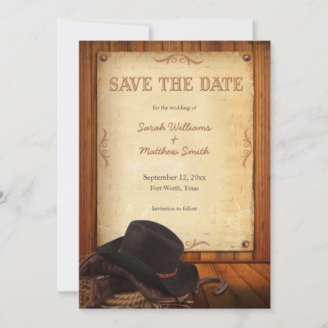 Country Western Wedding Save the Date (Front)