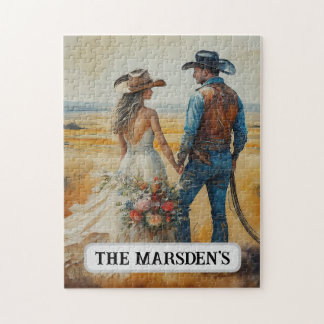 Country Western Wedding Watercolor Jigsaw Puzzle