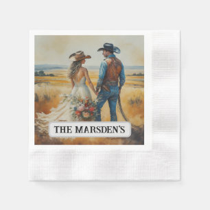 Country Western Wedding Watercolor Napkin