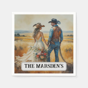 Country Western Wedding Watercolor Napkin