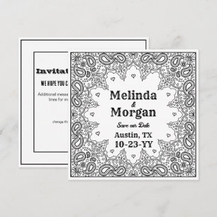 Country Western Wedding White Bandanna Save The Date