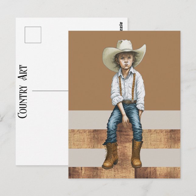 Country Western Young Cowgirl On Post Ranch Style Postcard (Front/Back)