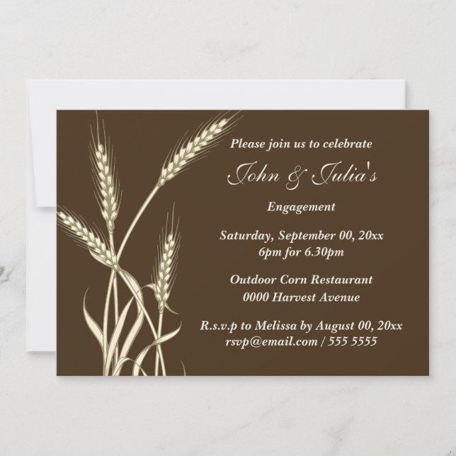 Country wheat engagement anniversary CUSTOM Invitation (Front)